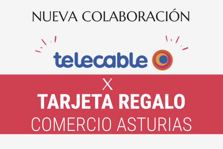 Imagen que anuncia una nueva colaboración entre Telecable y la Tarjeta Regalo del Comercio de Asturias para impulsar el comercio local en Asturias.