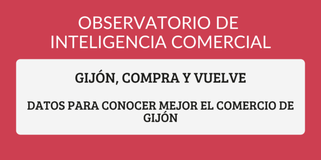Imagen del Observatorio de Inteligencia Comercial de la campaña Gijón, compra y vuelve, con el lema Datos para conocer mejor el comercio de Gijón.