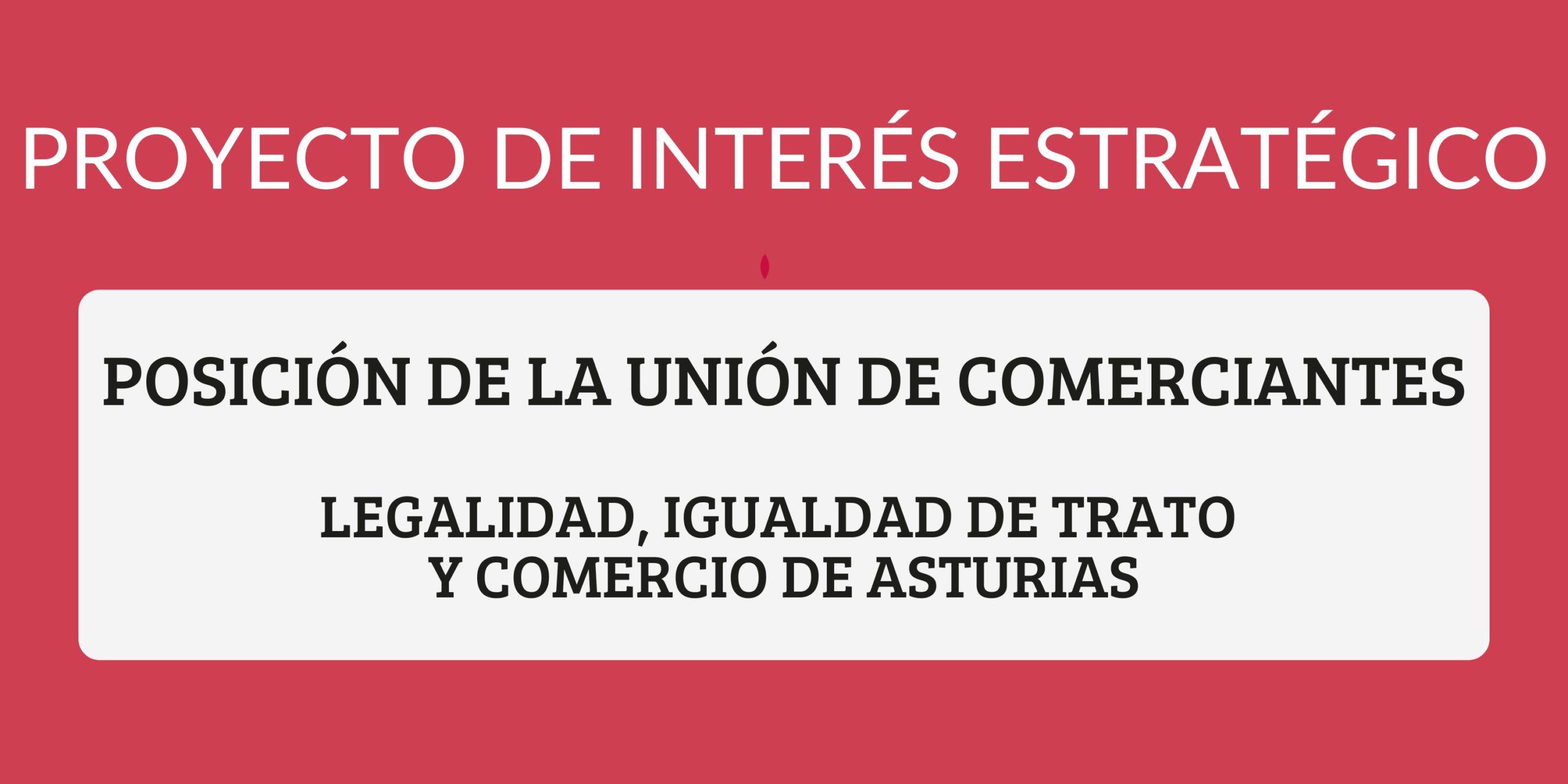 Imagen informativa con el texto “Proyecto de interés estratégico”, “Posición de la Unión de Comerciantes” y “Legalidad, igualdad de trato y comercio de Asturias”.