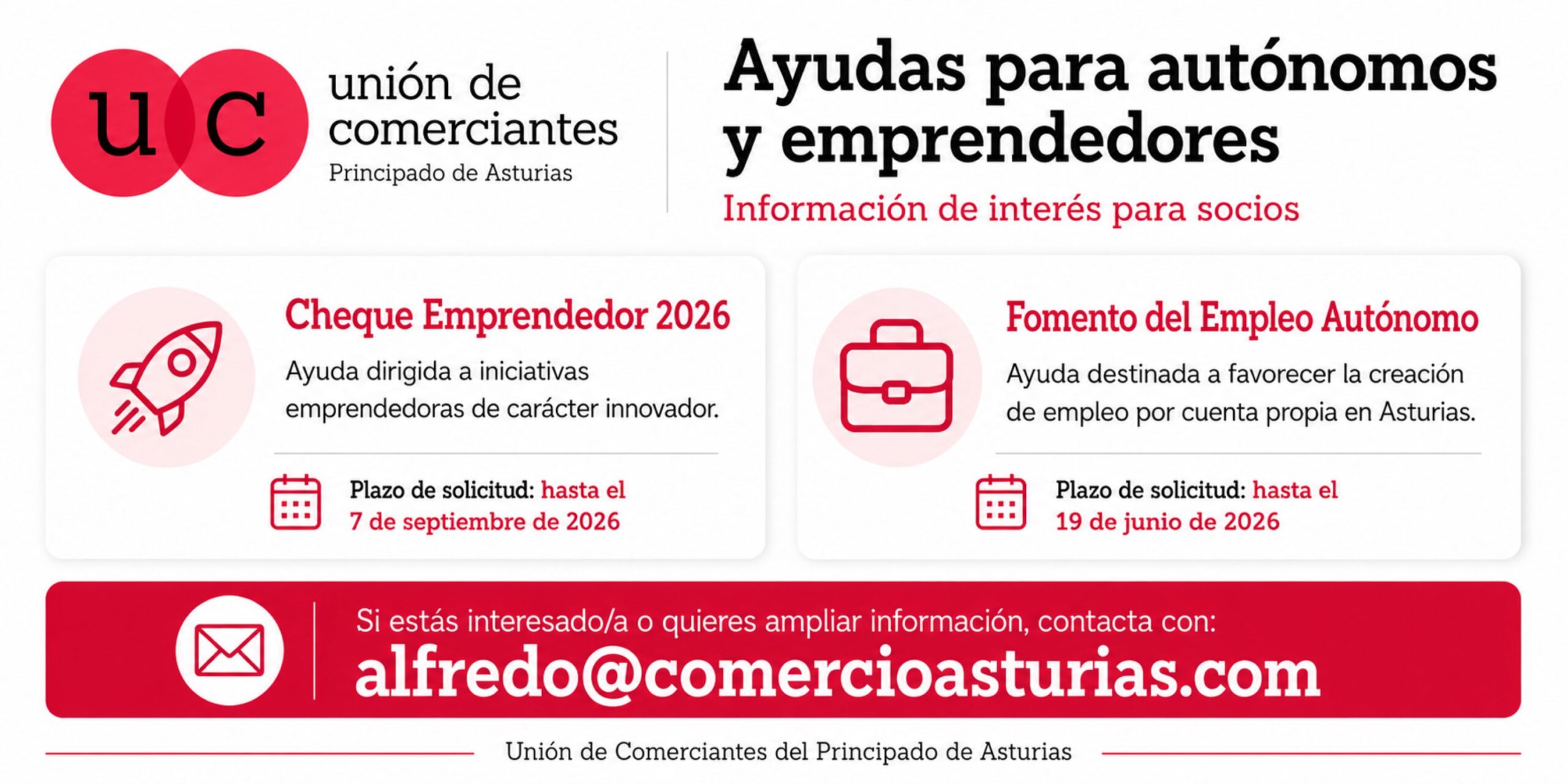 Ayudas para autónomos y emprendedores en Asturias Ayudas para autónomos y emprendedores en Asturias dirigidas a socios de la Unión de Comerciantes